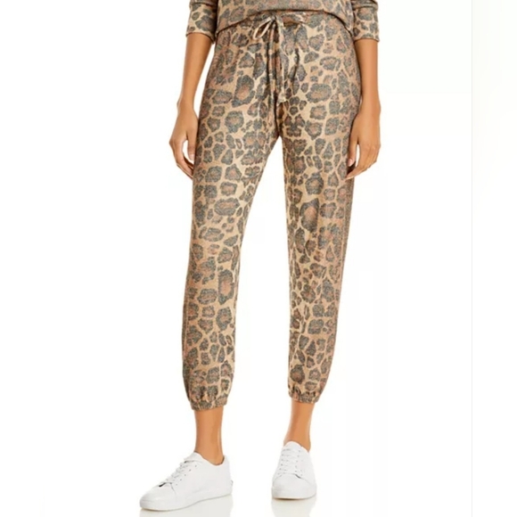 LNA Leopard Cheetah Rib Knit Pants Joggers - Picture 8 of 11